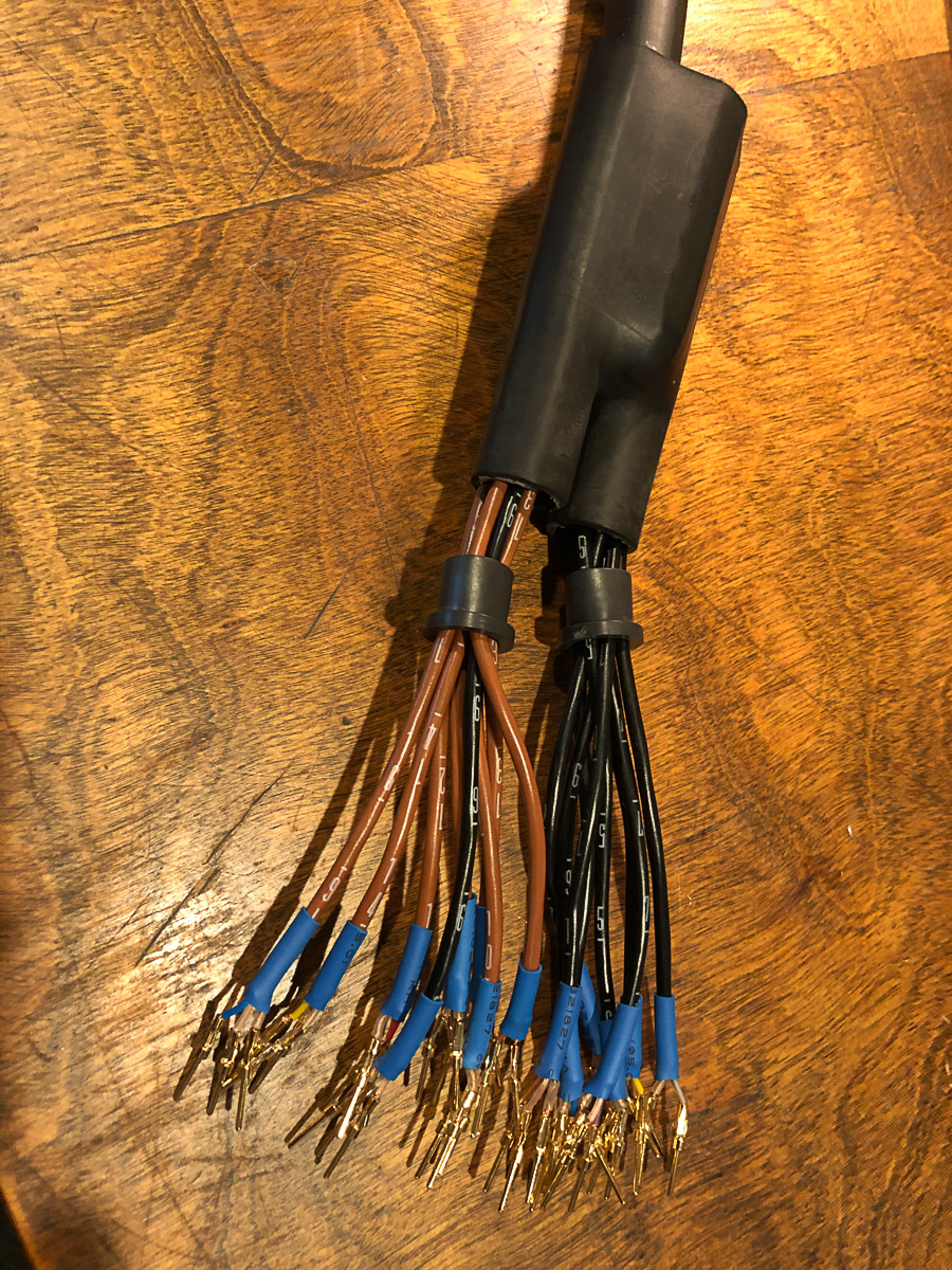The cable boot I used to turn my 16-pair into dual 8-pair. Don't forget the DB25 rubber boots before attaching the DB25 block.